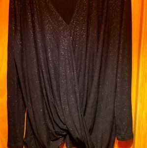 CLOSING SALE! Split front crossover sparkly top